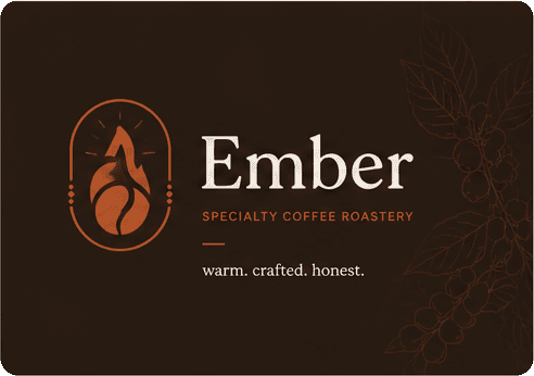 Ember brand identity generated by Idelio - Specialty coffee roastery · warm, crafted, honest